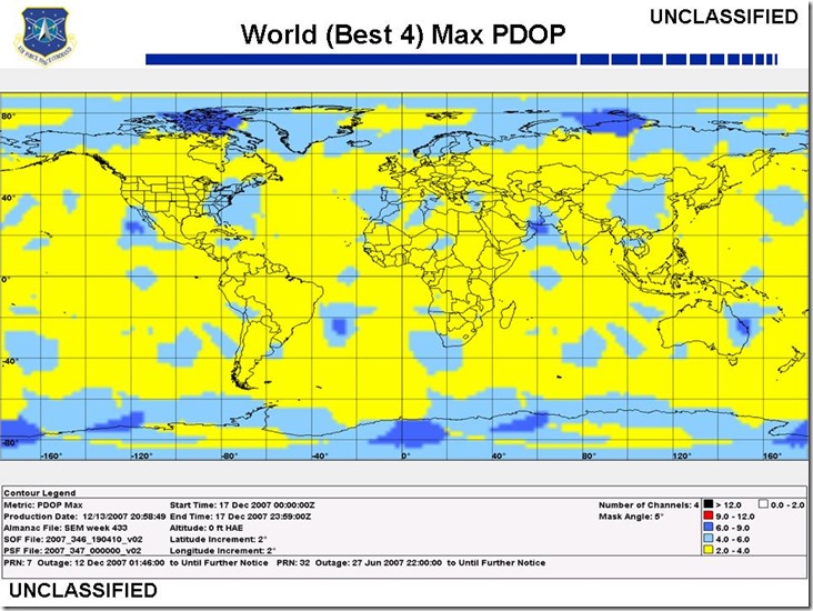 GPS "Dilution Of Precision" (DOP) Maps