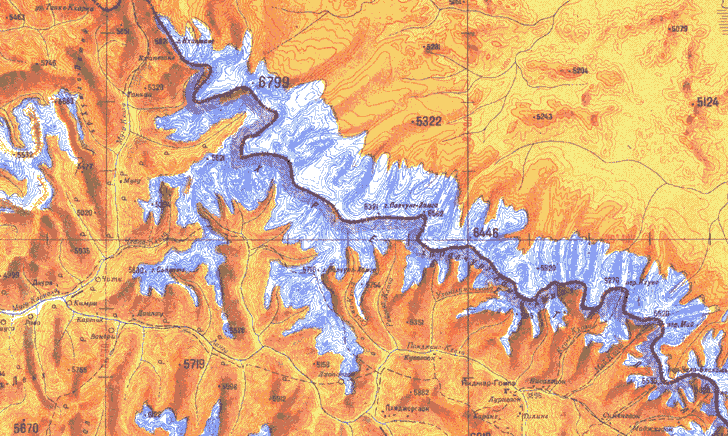 Soviet Army topographic map of the Himalayas