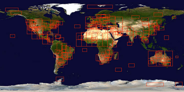 coverage of MODIS near-real-time satellite imagery