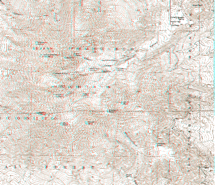 anaglyphic topographic map created with DEM