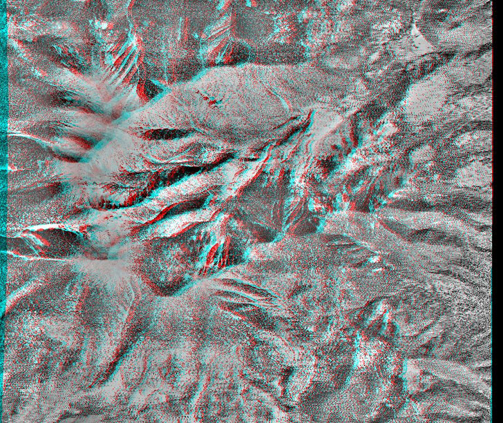 anaglyphic orthoquad aerial photo created with DEM