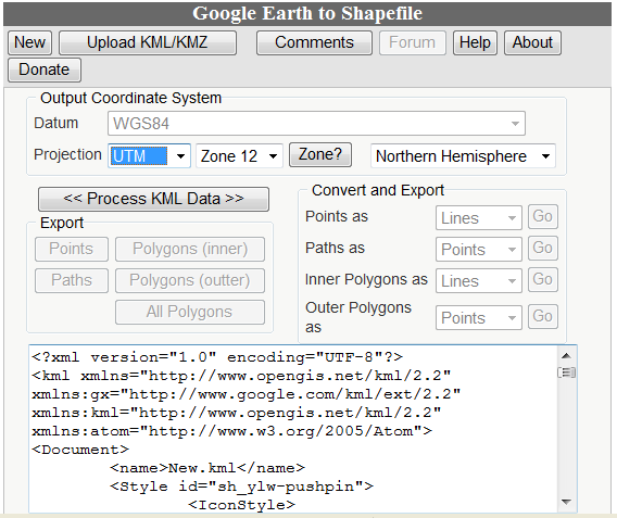 Online KML to shapefile converter